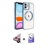 MARSİLYAN™- iPhone 11 Kılıf Nova Işık Özel Seri - Siyah Bilvis 5in1 5D Magic Hayalet Cam Ekran Koruyucu + Raze Metal Kamera Lens - SH
