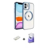 MARSİLYAN™- iPhone 11 Kılıf Nova Işık Özel Seri - Siyah Bilvis 5in1 5D Magic Hayalet Cam Ekran Koruyucu + Renkli Kamera Lens Koruma Cam - TU