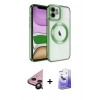 MARSİLYAN™- iPhone 11 Kılıf Nova Işık Özel Seri - Siyah Bilvis 5in1 5D Magic Hayalet Cam Ekran Koruyucu + Raze Metal Kamera Lens - SH