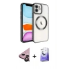 MARSİLYAN™- iPhone 11 Kılıf Nova Işık Özel Seri - Siyah Bilvis 5in1 5D Magic Hayalet Cam Ekran Koruyucu + Raze Metal Kamera Lens - SH