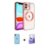 MARSİLYAN™- iPhone 11 Kılıf Nova Işık Özel Seri - Siyah Bilvis 5in1 5D Magic Hayalet Cam Ekran Koruyucu + Turuncu Neon Fosforlu Kamera Lens