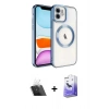 MARSİLYAN™- iPhone 11 Kılıf Nova Işık Özel Seri - Siyah Bilvis 5in1 5D Magic Hayalet Cam Ekran Koruyucu + Kamera Lens Koruma Cam - SF