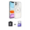 MARSİLYAN™- iPhone 11 Kılıf Nova Işık Özel Seri - Siyah Bilvis 5in1 5D Magic Hayalet Cam Ekran Koruyucu + Siyah PVD Metal Kamera Lens