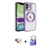MARSİLYAN™- iPhone 11 Kılıf Nova Işık Özel Seri - Siyah Bilvis 5in1 5D Magic Hayalet Cam Ekran Koruyucu + Pers Alüminyum Kamera Lens - KI