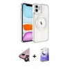 MARSİLYAN™- iPhone 11 Kılıf Nova Işık Özel Seri - Siyah Bilvis 5in1 5D Magic Hayalet Cam Ekran Koruyucu + Raze Metal Kamera Lens - SH