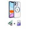 MARSİLYAN™- iPhone 11 Kılıf Nova Işık Özel Seri - Siyah Bilvis 5in1 5D Magic Hayalet Cam Ekran Koruyucu + Raze Metal Kamera Lens - KI