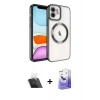 MARSİLYAN™- iPhone 11 Kılıf Nova Işık Özel Seri - Siyah Bilvis 5in1 5D Magic Hayalet Cam Ekran Koruyucu + Kamera Lens Koruma Cam - SF