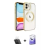 MARSİLYAN™- iPhone 11 Kılıf Nova Işık Özel Seri - Siyah Bilvis 5in1 5D Magic Hayalet Cam Ekran Koruyucu + Kamera Lens Koruma Cam - SF
