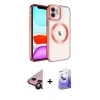 MARSİLYAN™- iPhone 11 Kılıf Nova Işık Özel Seri - Siyah Bilvis 5in1 5D Magic Hayalet Cam Ekran Koruyucu + Raze Metal Kamera Lens - SH