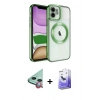 MARSİLYAN™- iPhone 11 Kılıf Nova Işık Özel Seri - Siyah Bilvis 5in1 5D Magic Hayalet Cam Ekran Koruyucu + Raze Metal Kamera Lens - KI
