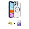 MARSİLYAN™- iPhone 11 Kılıf Nova Işık Özel Seri - Siyah Bilvis 5in1 5D Magic Hayalet Cam Ekran Koruyucu + Rainbow Kamera Lens Koruma Cam - KI