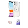 MARSİLYAN™- iPhone 11 Kılıf Nova Işık Özel Seri - Siyah Bilvis 5in1 5D Magic Hayalet Cam Ekran Koruyucu + Pers Alüminyum Kamera Lens - KI
