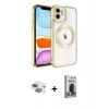 MARSİLYAN™- iPhone 11 Kılıf Nova Işık Özel Seri - Siyah Bilvis Hayalet Cam Ekran Koruyucu + Pers Alüminyum Kamera Lens - GI