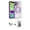 MARSİLYAN™- iPhone 11 Kılıf Nova Işık Özel Seri - Siyah Bilvis Hayalet Cam Ekran Koruyucu + Pers Alüminyum Kamera Lens - GI