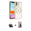 MARSİLYAN™- iPhone 11 Kılıf Nova Işık Özel Seri - Siyah Bilvis Hayalet Cam Ekran Koruyucu + Kamera Lens Koruma Cam - SF
