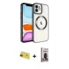 MARSİLYAN™- iPhone 11 Kılıf Nova Işık Özel Seri - Siyah Bilvis Hayalet Cam Ekran Koruyucu + Rainbow Kamera Lens Koruma Cam - KI