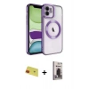 MARSİLYAN™- iPhone 11 Kılıf Nova Işık Özel Seri - Siyah Bilvis Hayalet Cam Ekran Koruyucu + Rainbow Kamera Lens Koruma Cam - KI