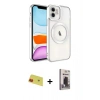 MARSİLYAN™- iPhone 11 Kılıf Nova Işık Özel Seri - Siyah Bilvis Hayalet Cam Ekran Koruyucu + Rainbow Kamera Lens Koruma Cam - KI