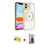 MARSİLYAN™- iPhone 11 Kılıf Nova Işık Özel Seri - Siyah Bilvis Hayalet Cam Ekran Koruyucu + Rainbow Kamera Lens Koruma Cam - KI