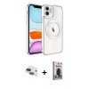 MARSİLYAN™- iPhone 11 Kılıf Nova Işık Özel Seri - Siyah Bilvis Hayalet Cam Ekran Koruyucu + Pers Alüminyum Kamera Lens - LT