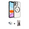 MARSİLYAN™- iPhone 11 Kılıf Nova Işık Özel Seri - Siyah Bilvis Hayalet Cam Ekran Koruyucu + Pers Alüminyum Kamera Lens - LT