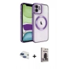 MARSİLYAN™- iPhone 11 Kılıf Nova Işık Özel Seri - Siyah Bilvis Hayalet Cam Ekran Koruyucu + Pers Alüminyum Kamera Lens - LT