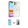 MARSİLYAN™- iPhone 11 Kılıf Nova Işık Özel Seri - Siyah Bilvis Hayalet Cam Ekran Koruyucu + Neon Fosforlu Kamera Lens - MI