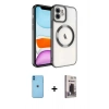 MARSİLYAN™- iPhone 11 Kılıf Nova Işık Özel Seri - Siyah Bilvis Hayalet Cam Ekran Koruyucu + Neon Fosforlu Kamera Lens - MI