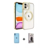 MARSİLYAN™- iPhone 11 Kılıf Nova Işık Özel Seri - Siyah Bilvis Hayalet Cam Ekran Koruyucu + Neon Fosforlu Kamera Lens - MI