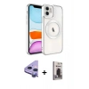 MARSİLYAN™- iPhone 11 Kılıf Nova Işık Özel Seri - Siyah Bilvis Hayalet Cam Ekran Koruyucu + Raze Metal Kamera Lens - MR