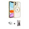 MARSİLYAN™- iPhone 11 Kılıf Nova Işık Özel Seri - Siyah Bilvis Hayalet Cam Ekran Koruyucu + Pers Alüminyum Kamera Lens - YL
