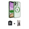 MARSİLYAN™- iPhone 11 Kılıf Nova Işık Özel Seri - Siyah Bilvis Hayalet Cam Ekran Koruyucu + PVD Metal Kamera Lens - SH