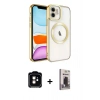 MARSİLYAN™- iPhone 11 Kılıf Nova Işık Özel Seri - Siyah Bilvis Hayalet Cam Ekran Koruyucu + PVD Metal Kamera Lens - TU