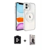 MARSİLYAN™- iPhone 11 Kılıf Nova Işık Özel Seri - Siyah Bilvis Hayalet Cam Ekran Koruyucu + PVD Metal Kamera Lens - TU