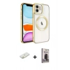 MARSİLYAN™- iPhone 11 Kılıf Nova Işık Özel Seri - Siyah Bilvis Hayalet Cam Ekran Koruyucu + Renkli Kamera Lens Koruma Cam - TU