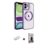 MARSİLYAN™- iPhone 11 Kılıf Nova Işık Özel Seri - Siyah Bilvis Hayalet Cam Ekran Koruyucu + Renkli Kamera Lens Koruma Cam - TU
