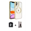 MARSİLYAN™- iPhone 11 Kılıf Nova Işık Özel Seri - Siyah Bilvis Hayalet Cam Ekran Koruyucu + PVD Metal Kamera Lens - YL