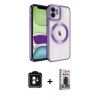 MARSİLYAN™- iPhone 11 Kılıf Nova Işık Özel Seri - Siyah Bilvis Hayalet Cam Ekran Koruyucu + PVD Metal Kamera Lens - YL