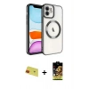 MARSİLYAN™- iPhone 11 Kılıf Nova Işık Özel Seri - Siyah Buffer Cam Ekran Koruyucu + Rainbow Kamera Lens Koruma Cam - KI