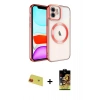 MARSİLYAN™- iPhone 11 Kılıf Nova Işık Özel Seri - Siyah Buffer Cam Ekran Koruyucu + Rainbow Kamera Lens Koruma Cam - KI