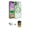 MARSİLYAN™- iPhone 11 Kılıf Nova Işık Özel Seri - Siyah Buffer Cam Ekran Koruyucu + Lacivert Pers Alüminyum Kamera Lens
