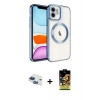 MARSİLYAN™- iPhone 11 Kılıf Nova Işık Özel Seri - Siyah Buffer Cam Ekran Koruyucu + Lacivert Pers Alüminyum Kamera Lens