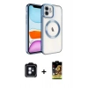 MARSİLYAN™- iPhone 11 Kılıf Nova Işık Özel Seri - Siyah Buffer Cam Ekran Koruyucu + PVD Metal Kamera Lens - MI