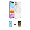 MARSİLYAN™- iPhone 11 Kılıf Nova Işık Özel Seri - Siyah Buffer Cam Ekran Koruyucu + Neon Fosforlu Kamera Lens - TU