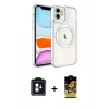 MARSİLYAN™- iPhone 11 Kılıf Nova Işık Özel Seri - Siyah Buffer Cam Ekran Koruyucu + PVD Metal Kamera Lens - MI