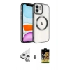 MARSİLYAN™- iPhone 11 Kılıf Nova Işık Özel Seri - Siyah Buffer Cam Ekran Koruyucu + Raze Metal Kamera Lens - GS