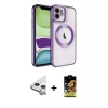 MARSİLYAN™- iPhone 11 Kılıf Nova Işık Özel Seri - Siyah Buffer Cam Ekran Koruyucu + Raze Metal Kamera Lens - GS
