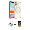 MARSİLYAN™- iPhone 11 Kılıf Nova Işık Özel Seri - Siyah Buffer Cam Ekran Koruyucu + Raze Metal Kamera Lens - GS
