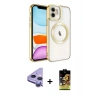 MARSİLYAN™- iPhone 11 Kılıf Nova Işık Özel Seri - Siyah Buffer Cam Ekran Koruyucu + Raze Metal Kamera Lens - MR