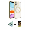 MARSİLYAN™- iPhone 11 Kılıf Nova Işık Özel Seri - Siyah Buffer Cam Ekran Koruyucu + Raze Metal Kamera Lens - MI